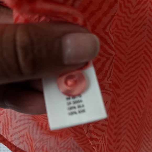 Anthropologie Maeve Orange Sheer 100% Silk Top - Picture 2 of 5